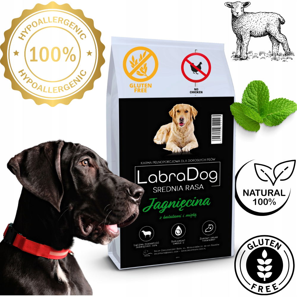 LabraDog Superfood Hypoalergénne jahňacie mäso s batátmi a mätou 2 kg