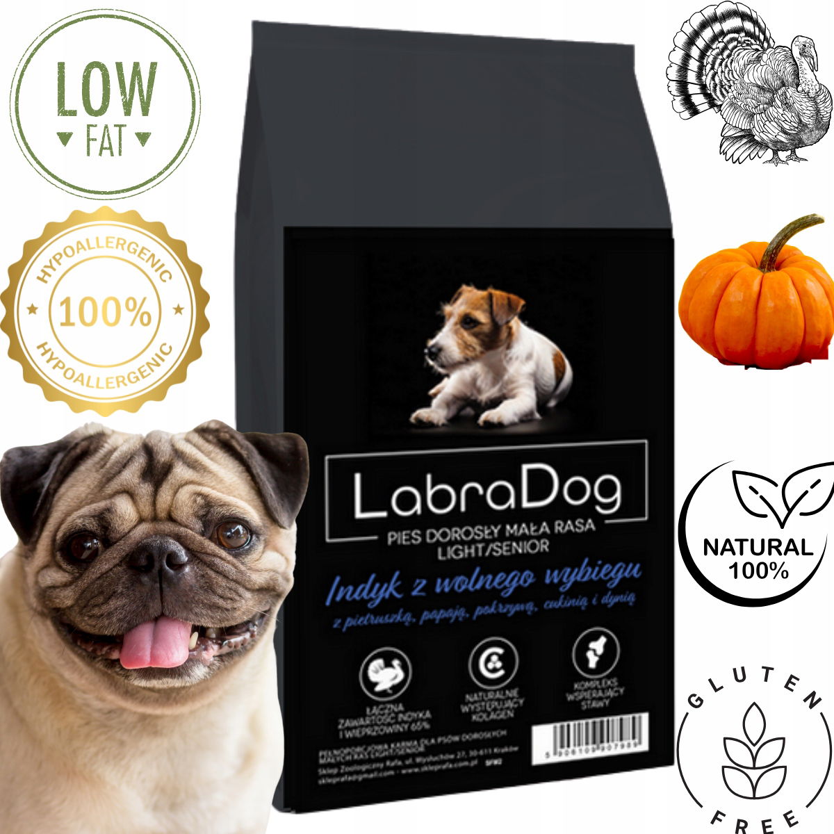 LabraDog Superfood Morka 65% svetlo Hypoalergénna bez obilnín s tekvicou 6 kg