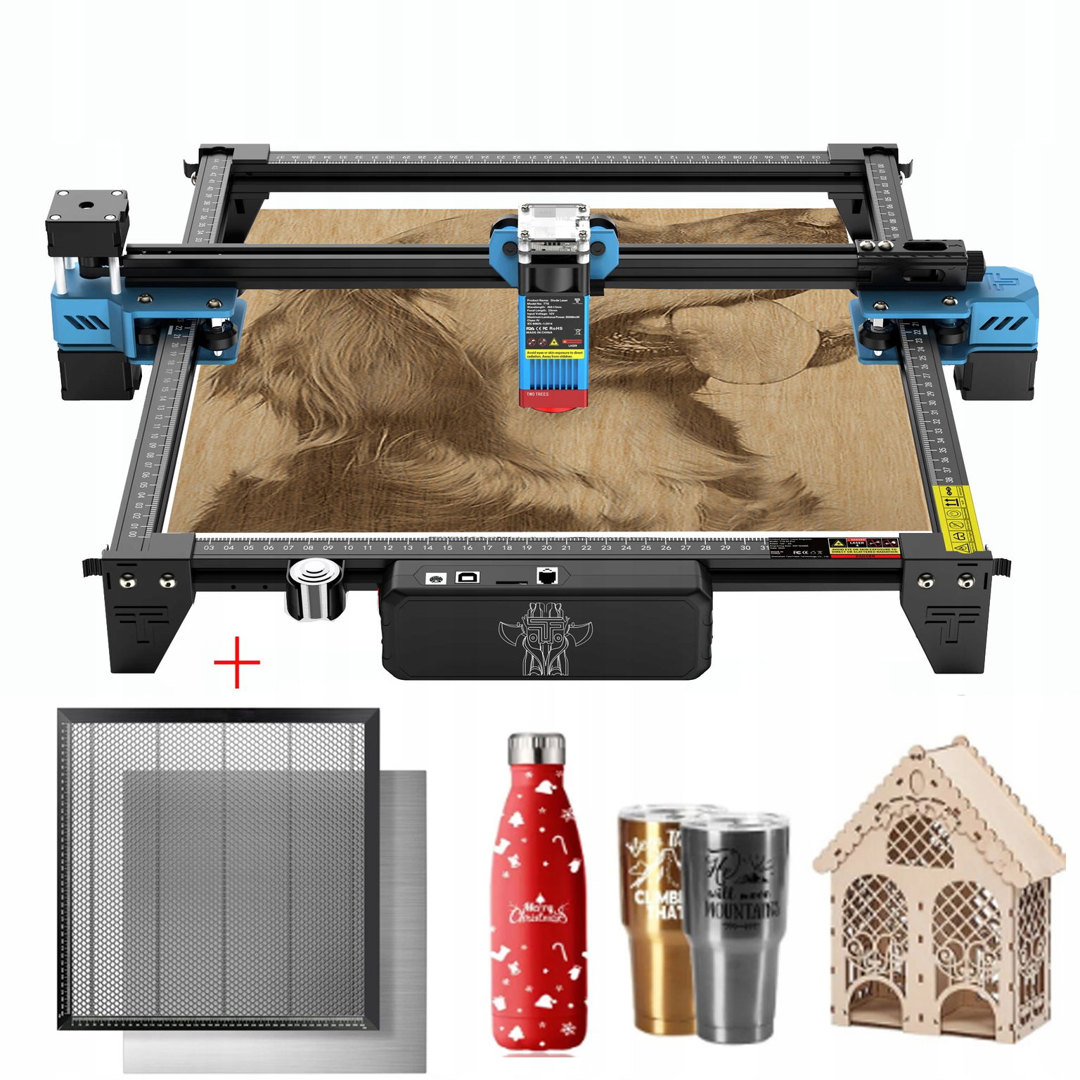 Laserová gravírovačka vyrezávač Twotrees TTS-55 Pro+XL pad