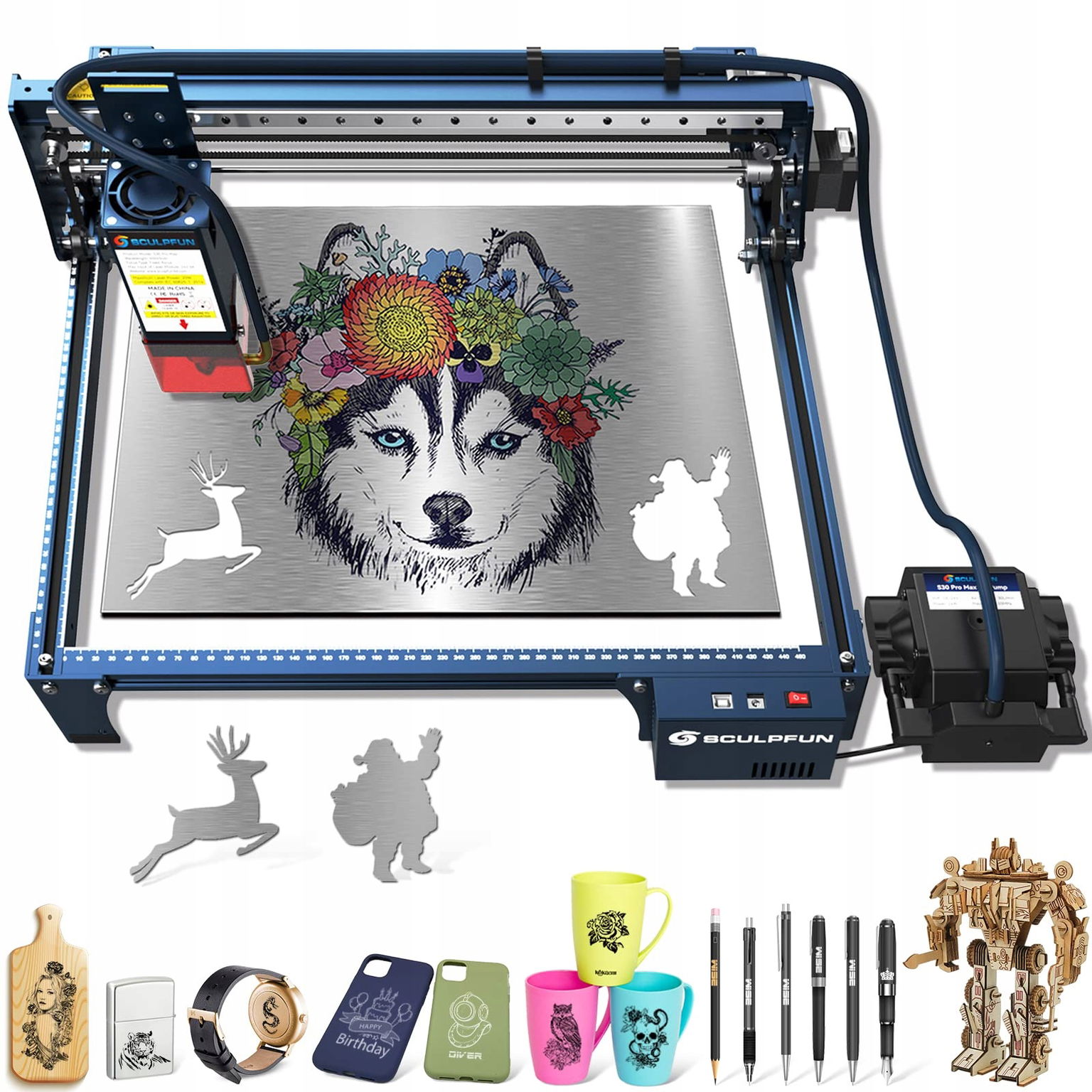 Laserový gravírovací stroj Sculpfun S30 Pro Max s výkonom 20 W