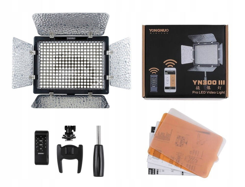 Led lampa Yongnuo YN-300 III 5600 K Variabilná farba Pilot Filtre Difuzér