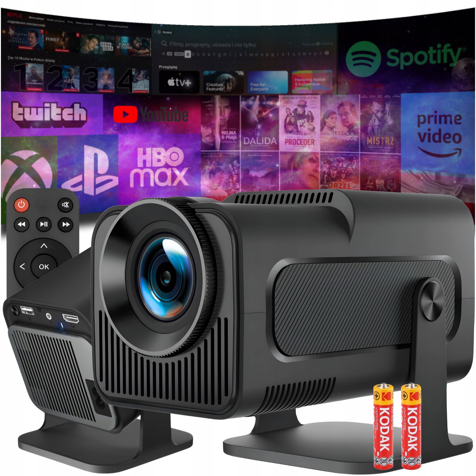 Led projektor Heelly Projektor Netflix Max Amazon kancelársky Plus čierny