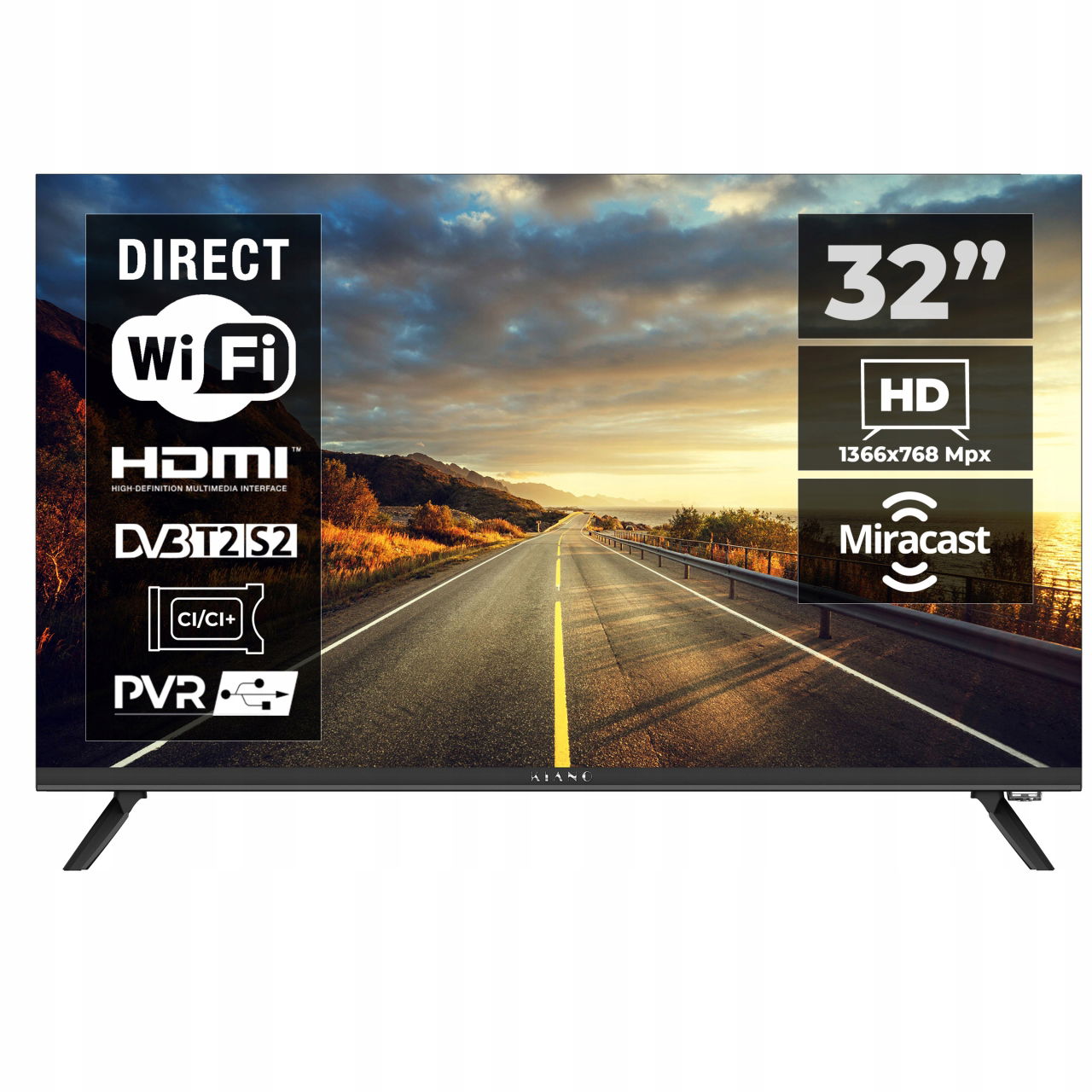 Led televízor Kiano KE32 32" obraz Hd Ready, klasické čierne puzdro