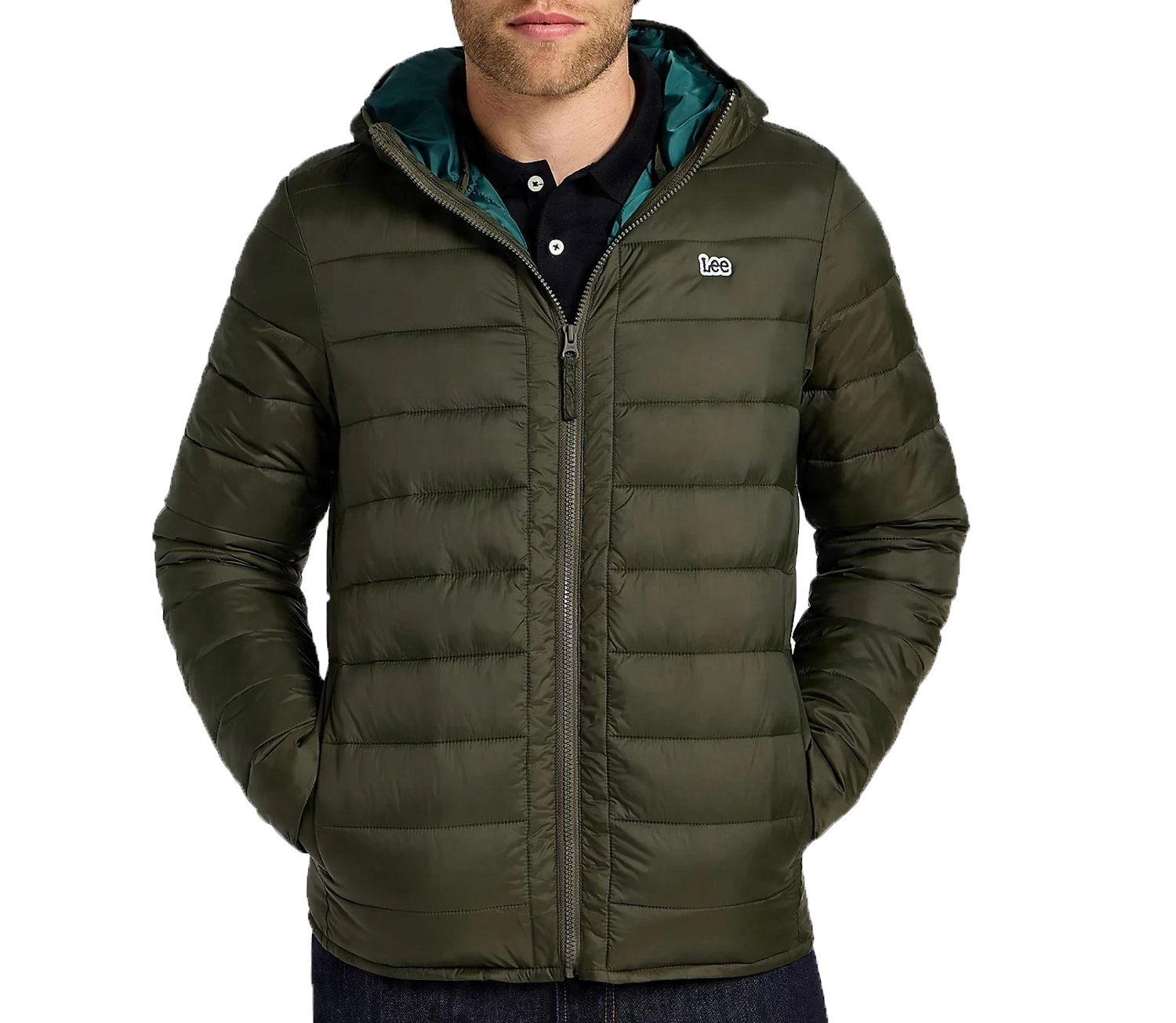 Lee pánska bunda Light Puffer Jkt Olive Night páperová XXL