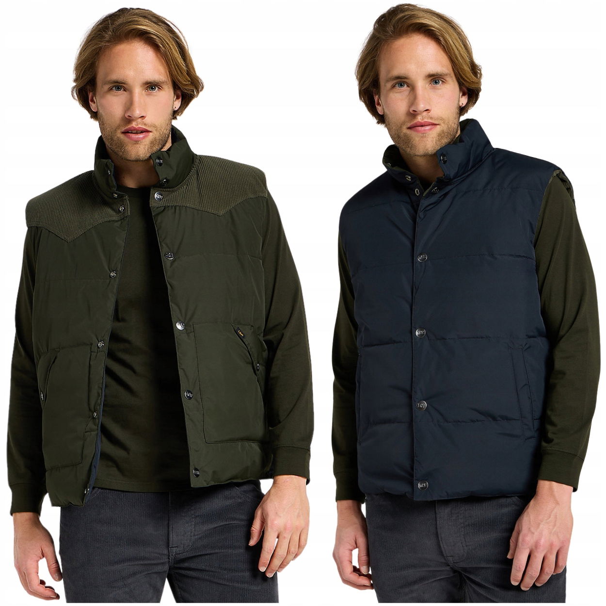 Lee Reversible Western Puffer Olive Night obojstranná páperová vesta S