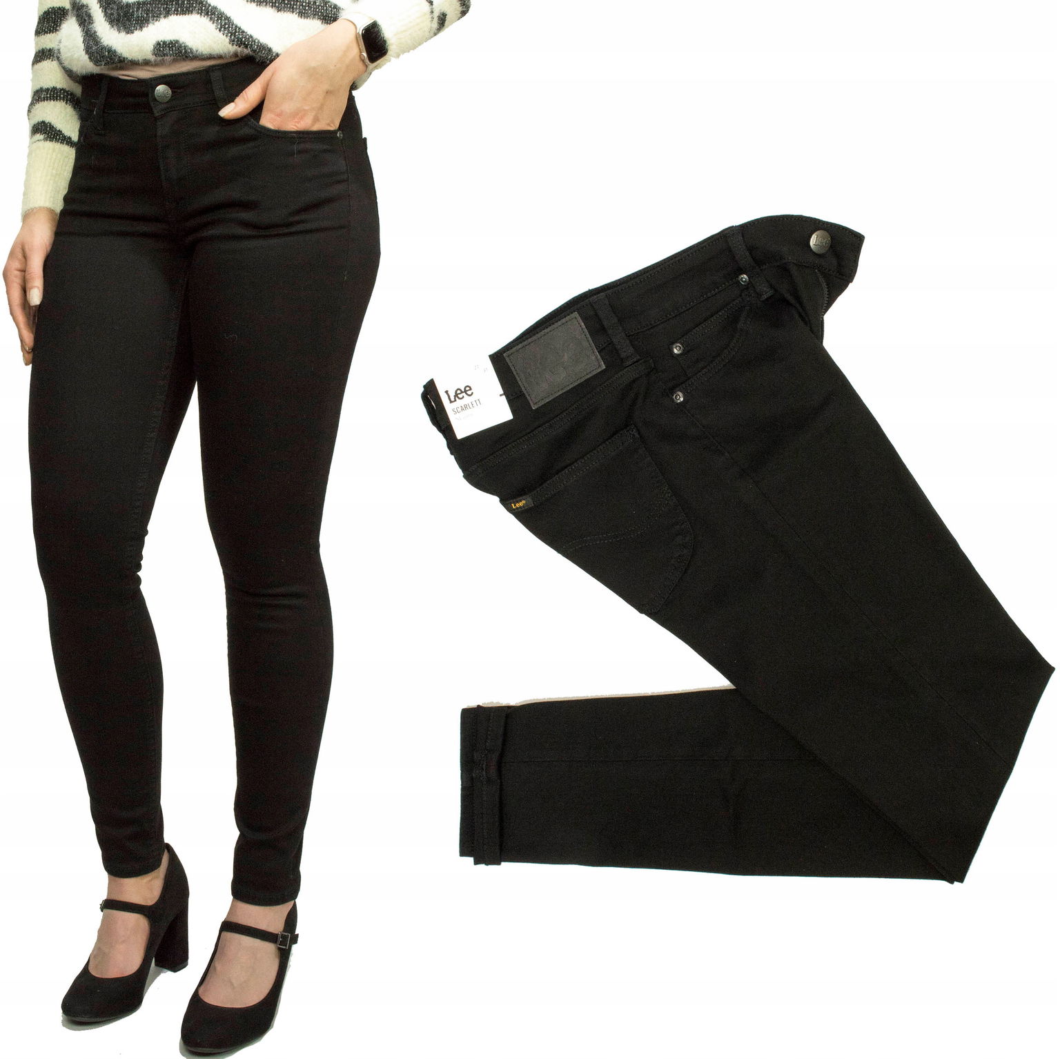 Lee Scarlett High Black Deep Rinse dámske džínsové nohavice skinny W33 L31