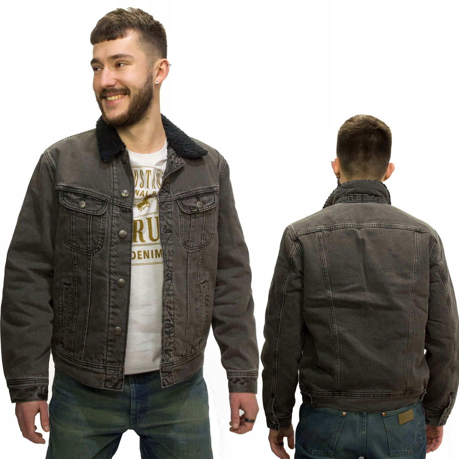 Lee Sherpa Jacket Black Obsidian pánska zateplená džínsová bunda veľ M