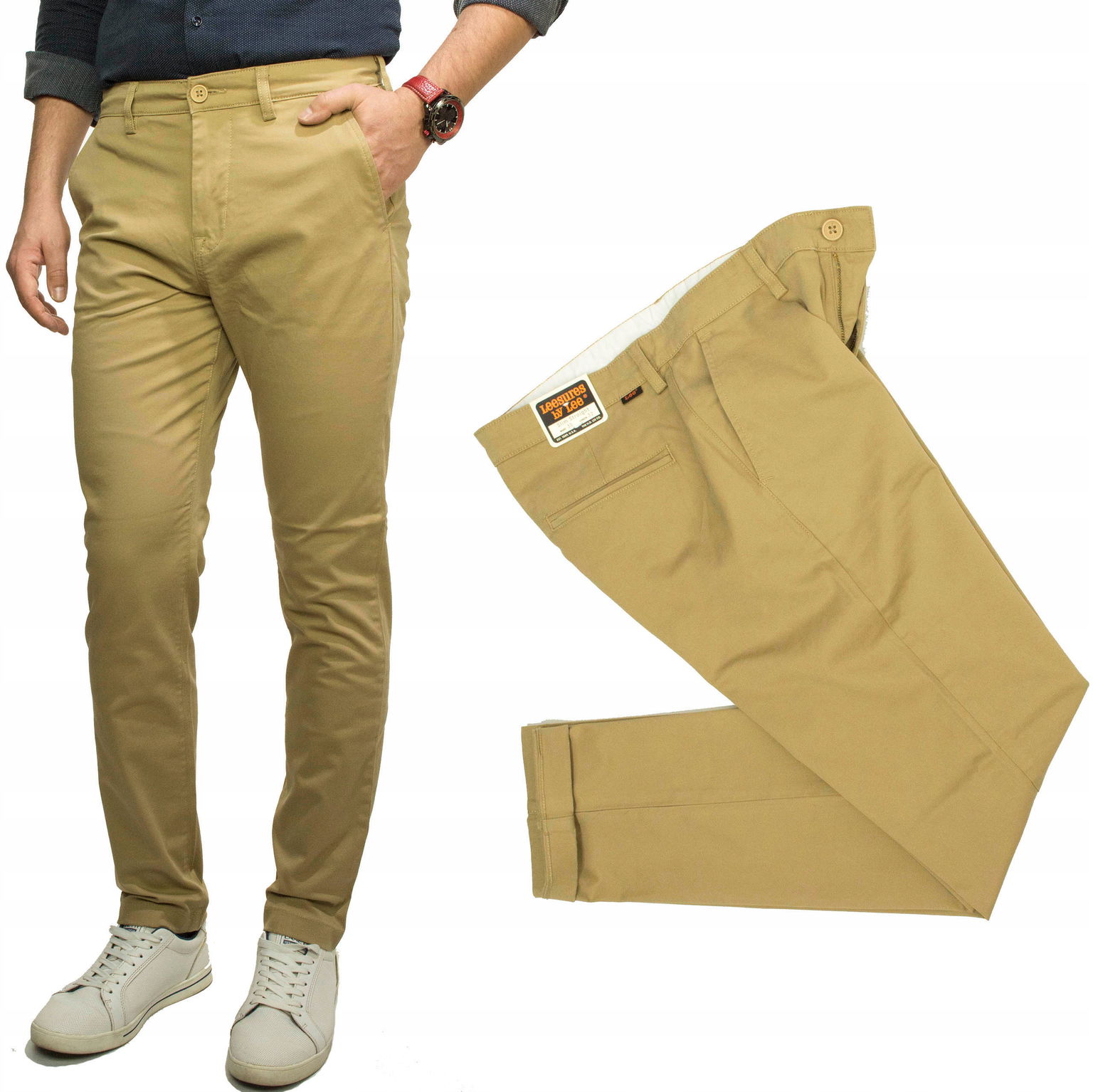 Lee Slim Chino Clay pánske látkové nohavice W32 L32