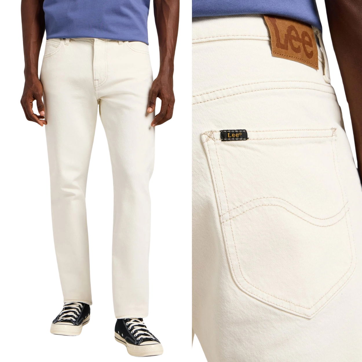 Lee West relaxed Off White rovné biele džínsy W32 L32