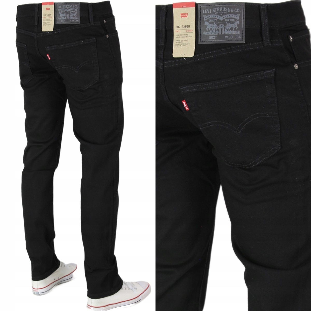 Levi's 502 Taper Slim Džínsy „čisté Čierne“ W38 L34