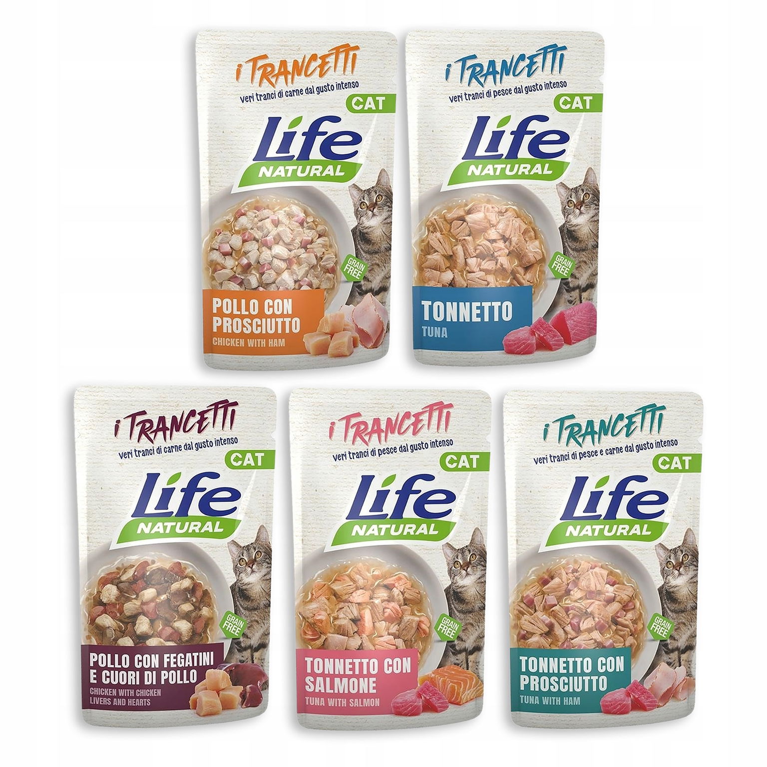 Life Cat Chunks Krmivo pre mačky 55 g 5 ks MIX všetkých príchutí