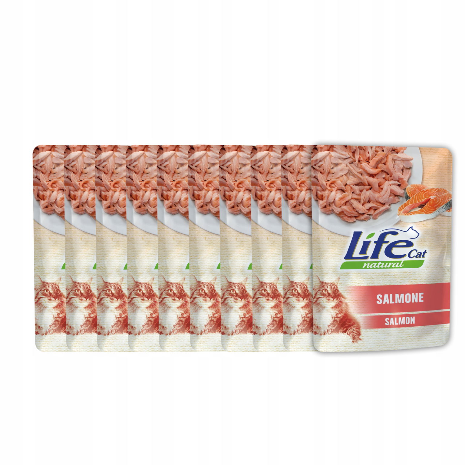 Life Cat Natural Krmivo pre mačky v sáčku Sada 10x70g Losos
