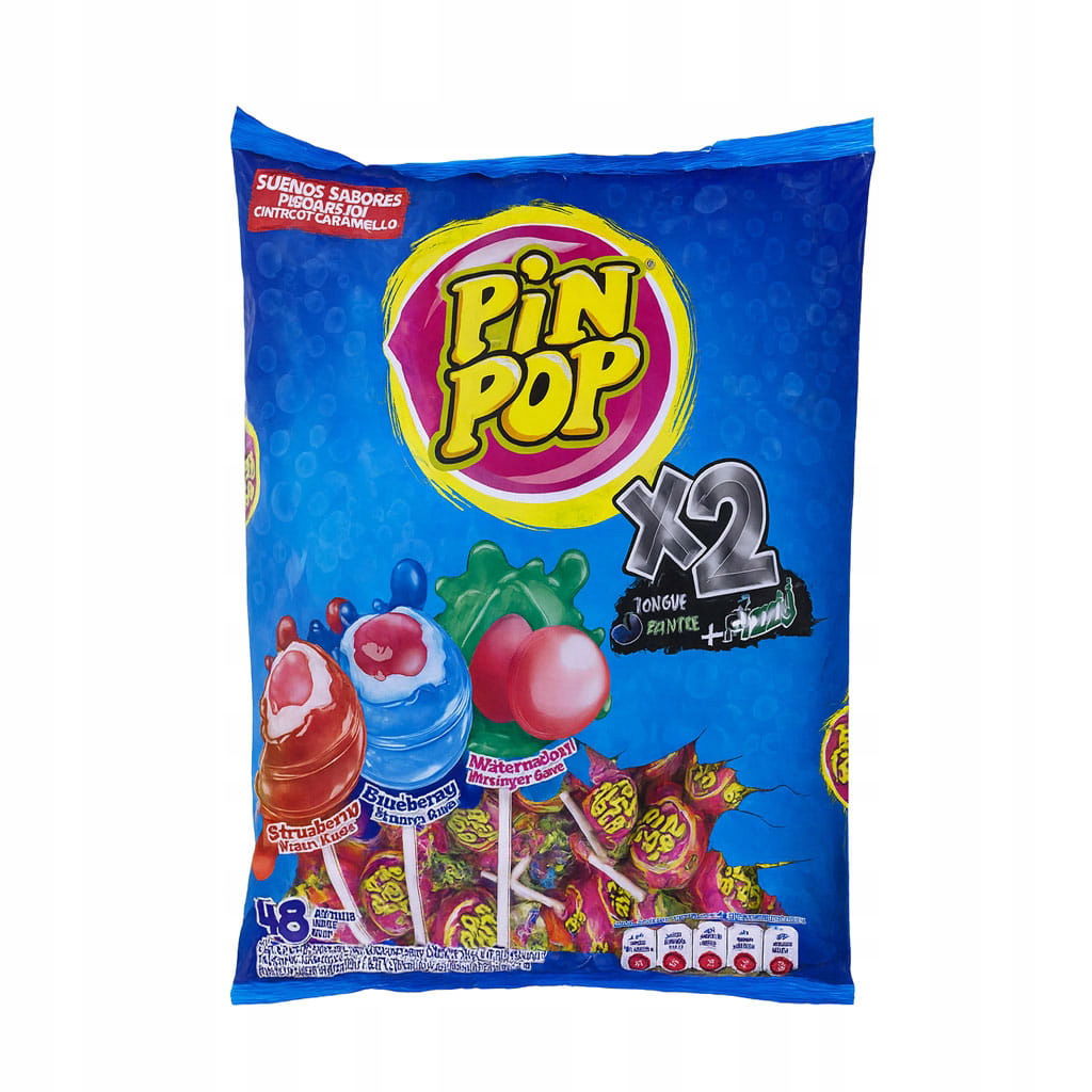 Lízanky Farbiace Jazyk Aldor Pin Pop Lízanky Tongue Painter Fizzy MIX 48KS