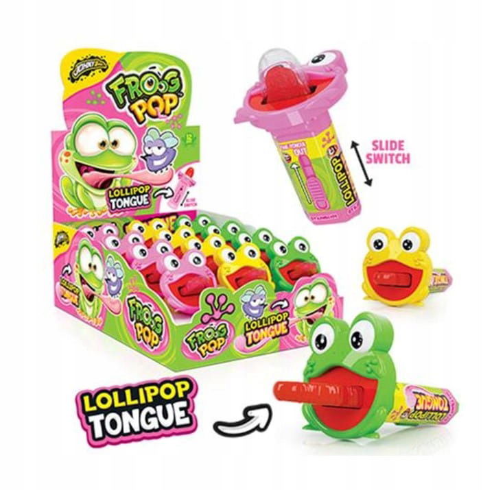 Lízatko Johny Bee Frog Pop žaba 120 g jahodové 12 ks
