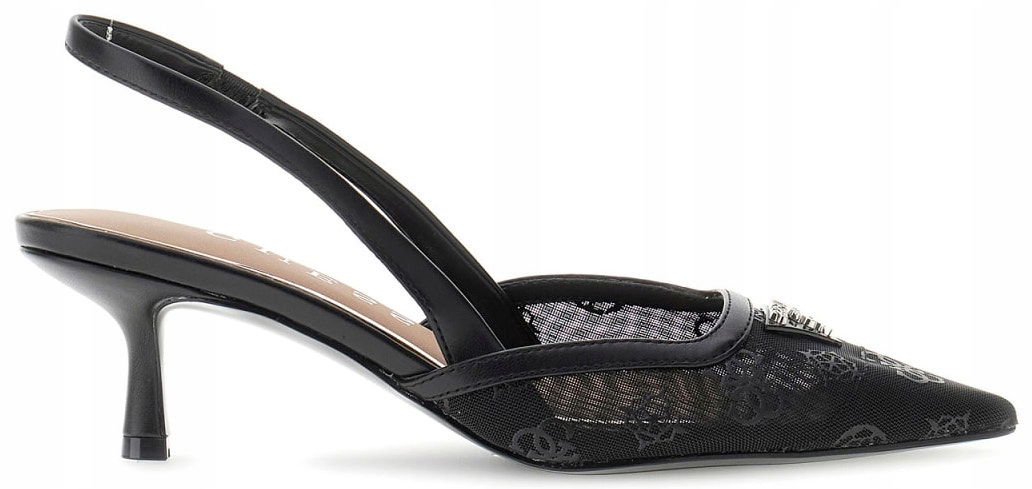 Lodičky Logované Čierne Bez Päty Slingback Sieťka Ženské Guess 36