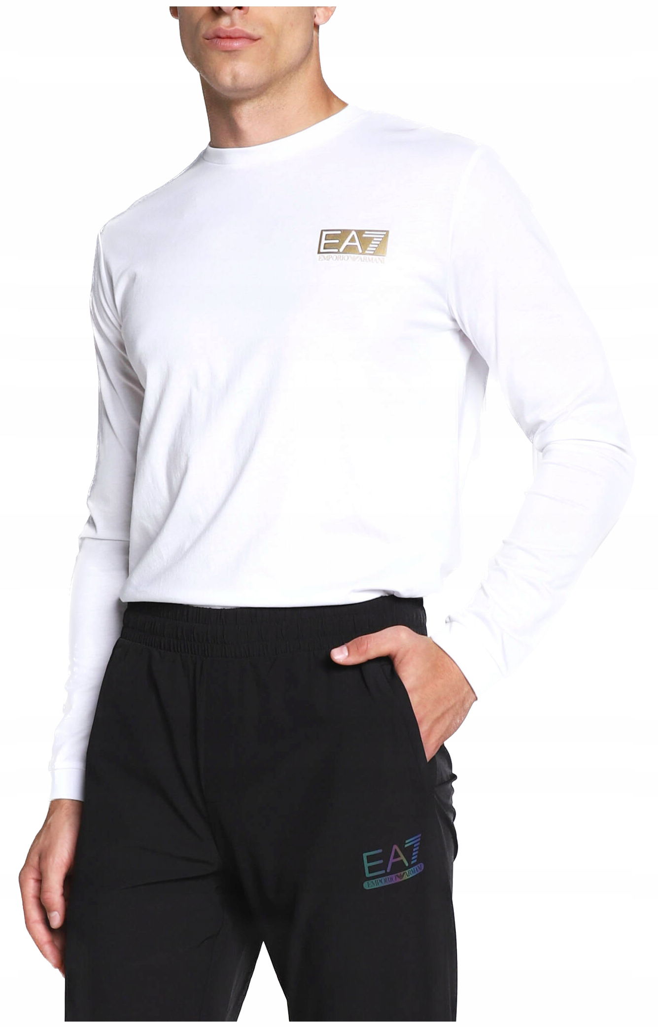 Longsleeve pánsky EA7 Emporio Armani biely XXL
