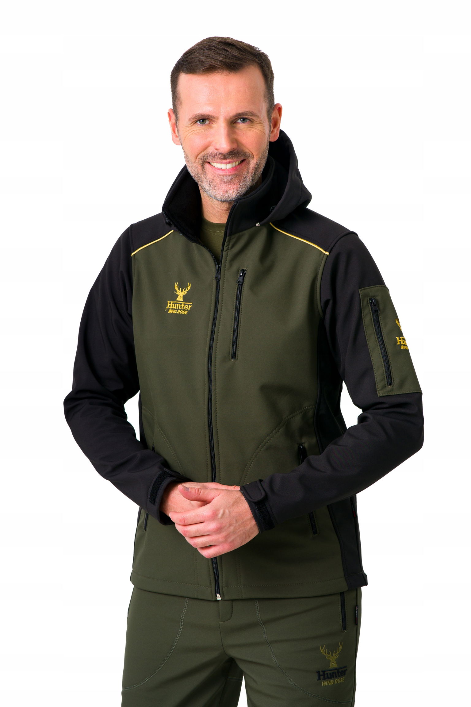 Lovecká Bunda Softshell Zelená+čierna-poľský-xl