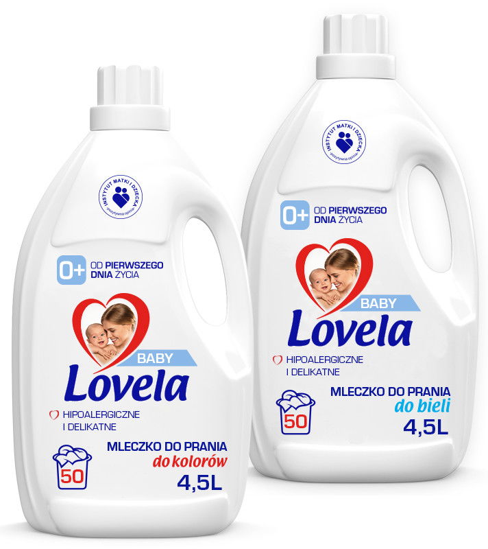 Lovela Sada Baby Hypoalergénne mlieko na pranie bielej a farebnej bielizne 2x 4,5 L