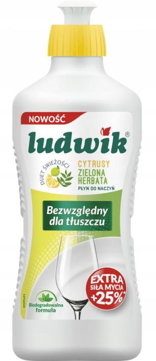 Ludwik Tekutý prostriedok na umývanie riadu Citrón Zelený čaj 900 g