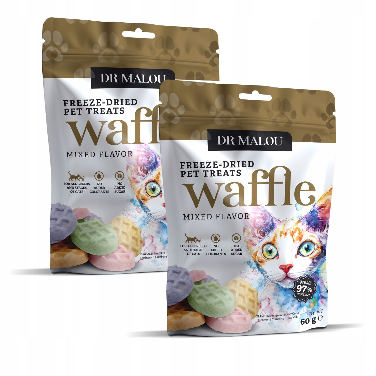 Lyofilizované suché krmivo pre mačky Wafle 100 % kuracie mäso mix 2 op.