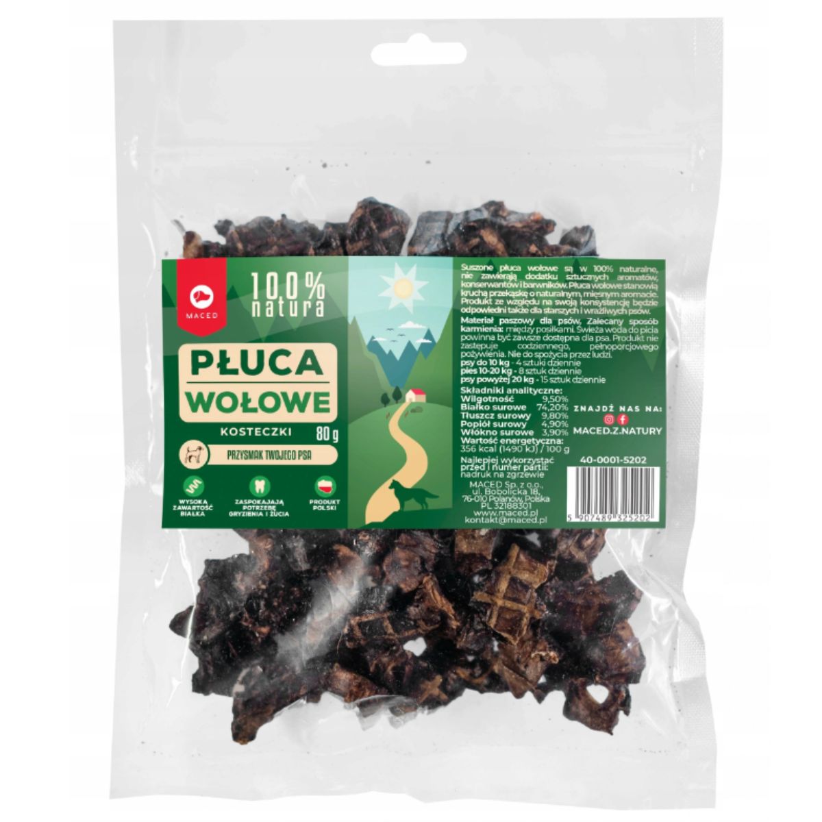 Maced 100 % Natura Pľúca Hovädzie Kocky 80 g