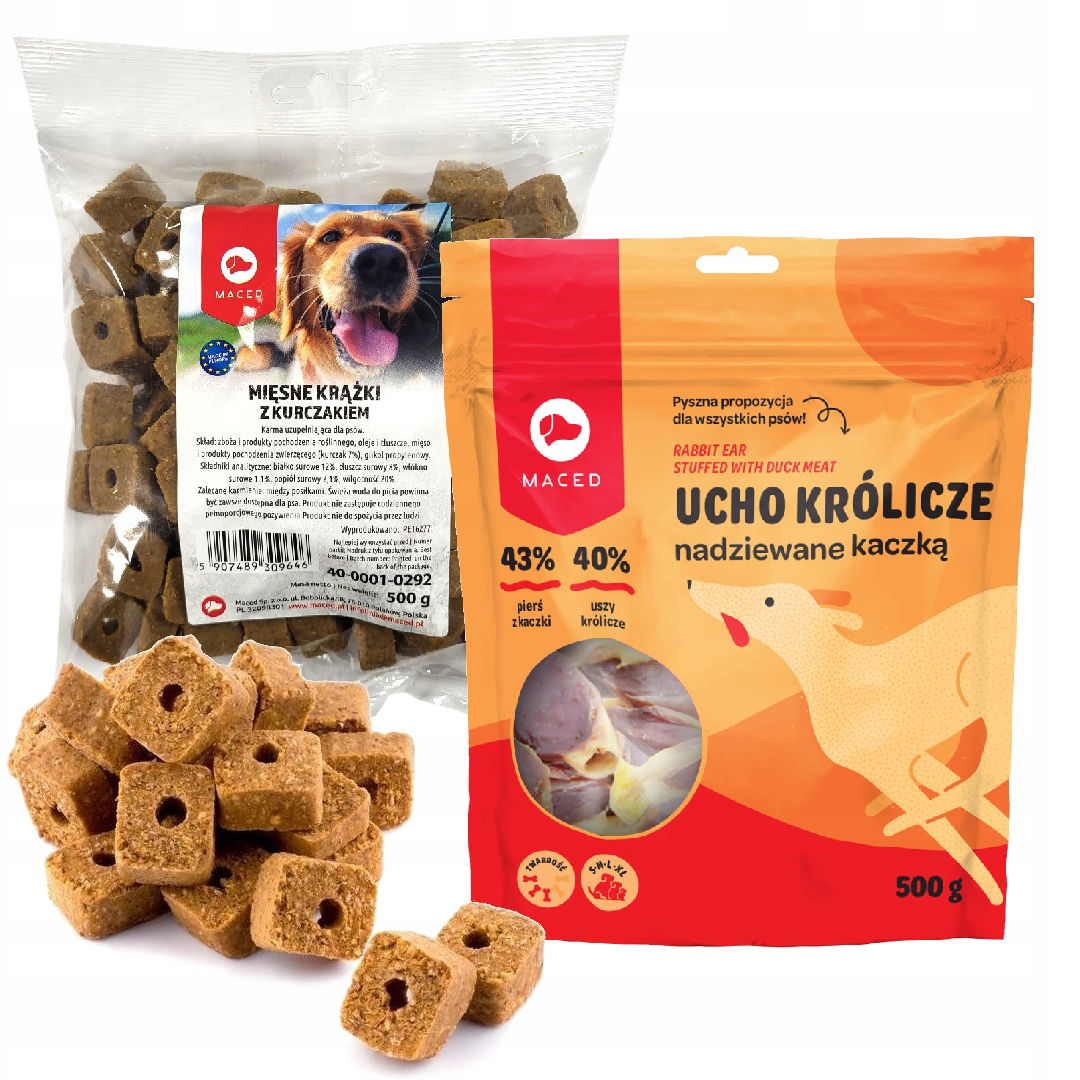 Maced Pochúťka Pre Psa Králičie Ucho 500 g Mäsové Krúžky S Kuracím Mäsom 500 g