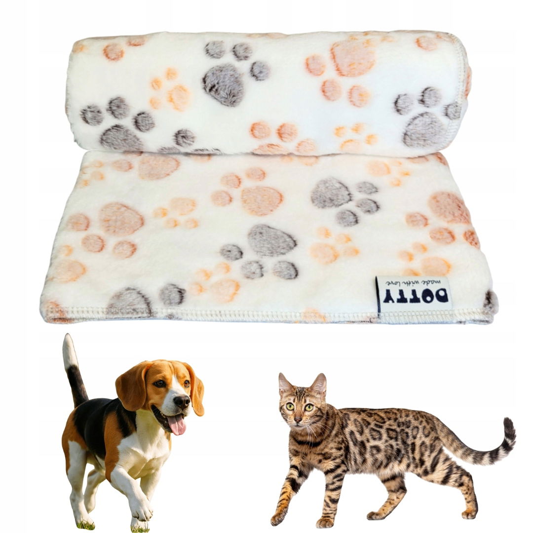 Mäkká deka pre psa do pelechu Dotty pre mačku, polar minky, krémová, 60x40