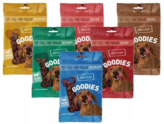 Mäkké tréningové pochúťky pre psa, malé kocky Chewies Mix príchutí 6x125 g