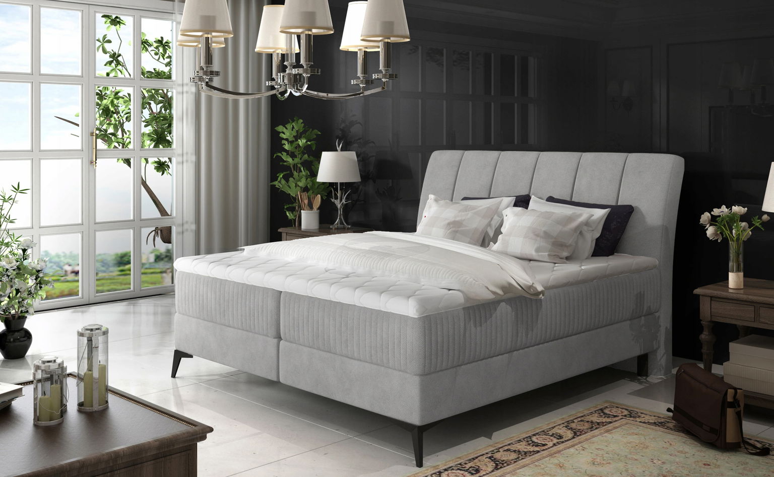 Manželská posteľ Boxspring 140 cm Alberto (ružová) (s matracmi)