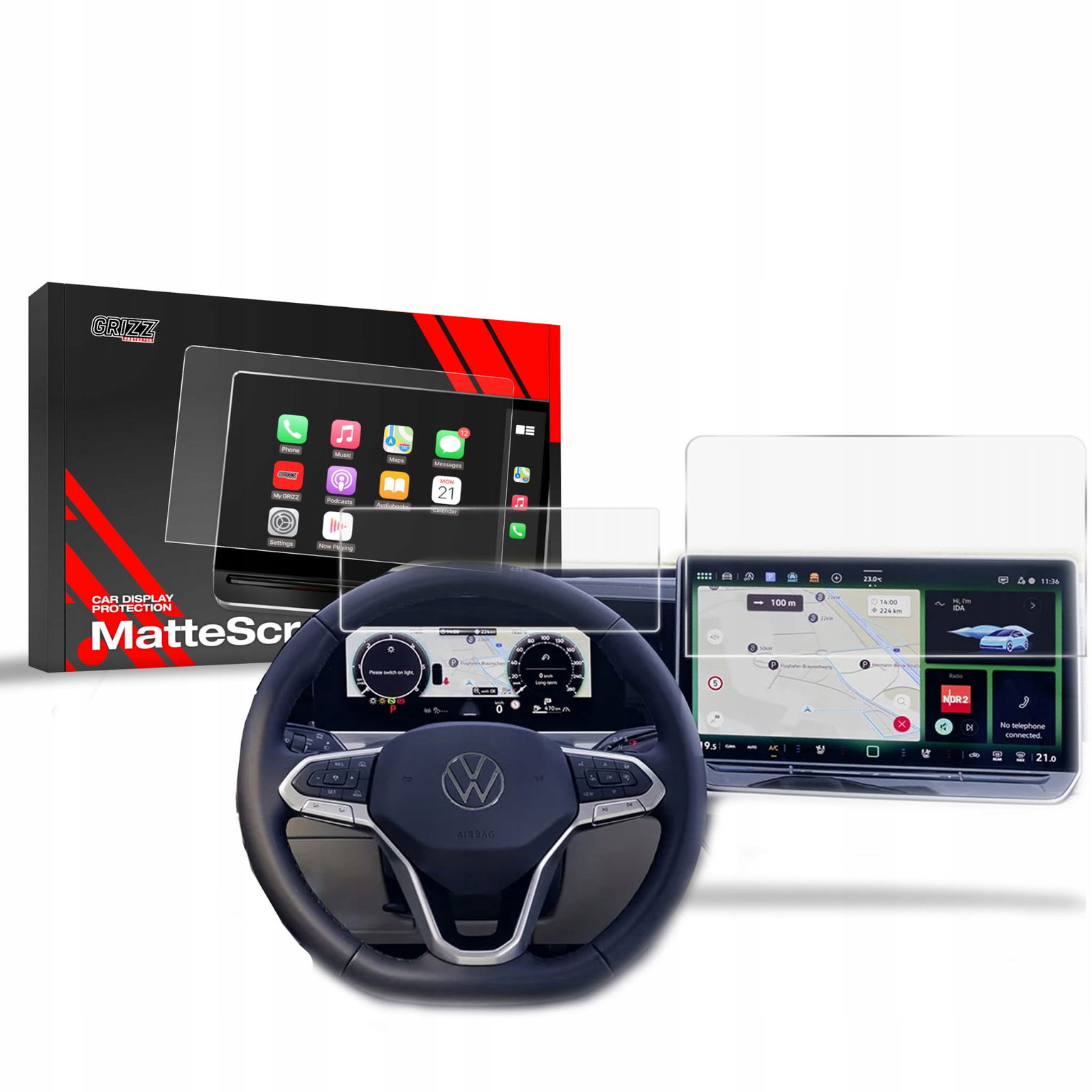 Matná fólia Grizz pre Vw Passat B9 15" (2024+) 2v1
