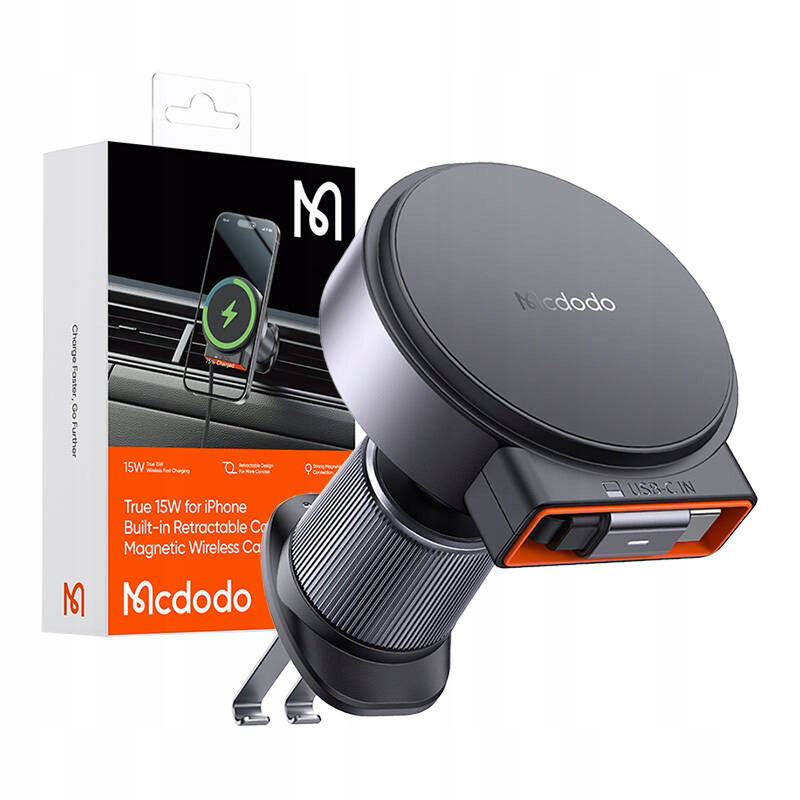 Mcdodo Bezdrôtová Nabíjačka do auta Usb-C s navíjacím káblom 15 W