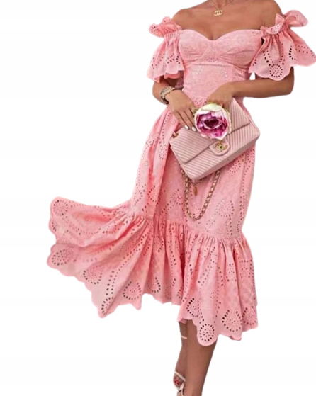 MD boho sukňa španielska maxi XL/42 ružová