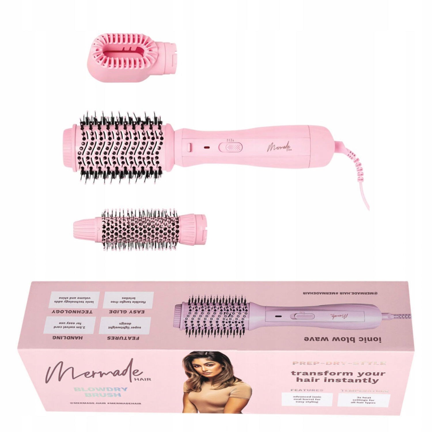 Mermade Interchangeable Blow Dry Brush kefa na sušenie vlasov s výmenou
