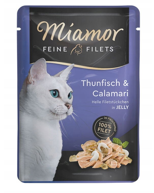 Miamor Feine Filets Krmivo pre mačky Tuniak s kalmarami v želé 100 g