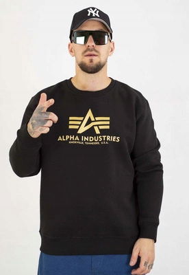 Mikina Alpha Industries Bez Kapucne Basic Carbon 146311 čierno-zlatá