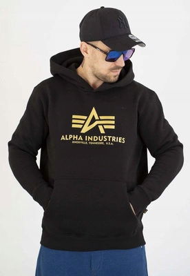 Mikina Alpha Industries s kapucňou Basic Carbon 146343 čierno-zlatá