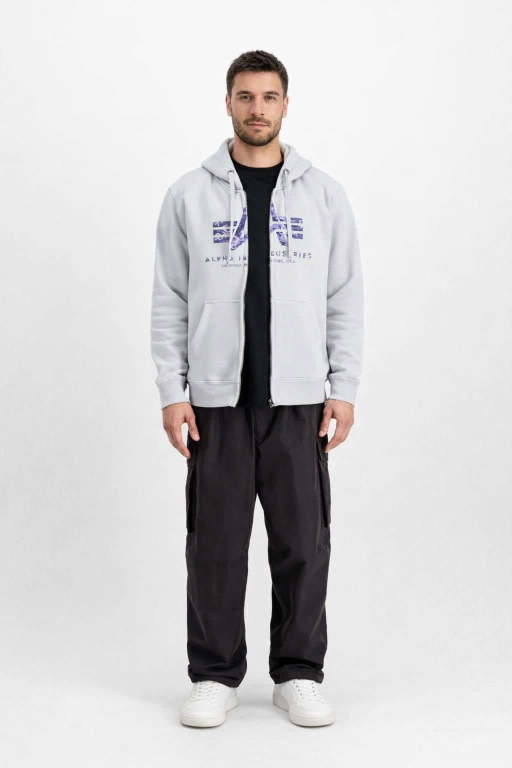 mikina Basic Zip Hoodie Pp camo pastel grey veľkosť LL