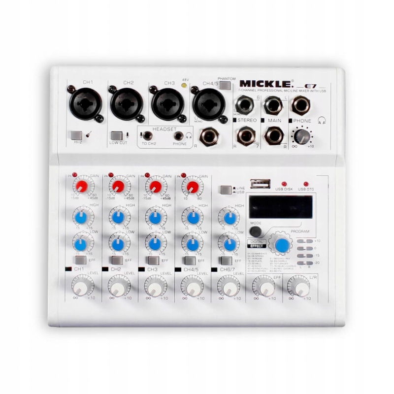 Mini 7-kanálový estrádny mixér E7 Bluetooth, Usb