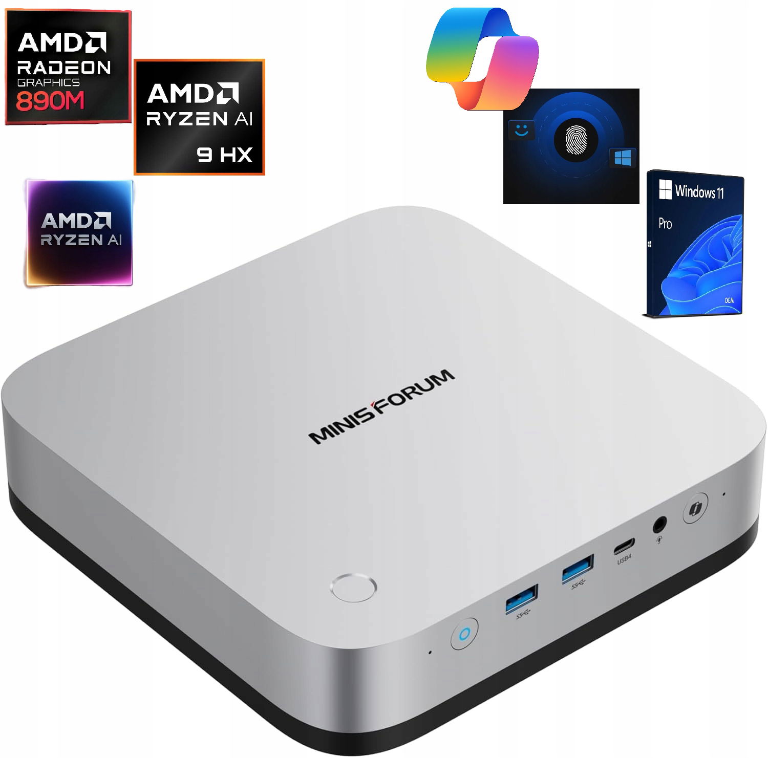 Mini Pc Ai X1 Pro 128GB 4TB Ryzen Ai 9 Hx 370 890M Windows 11 Pro
