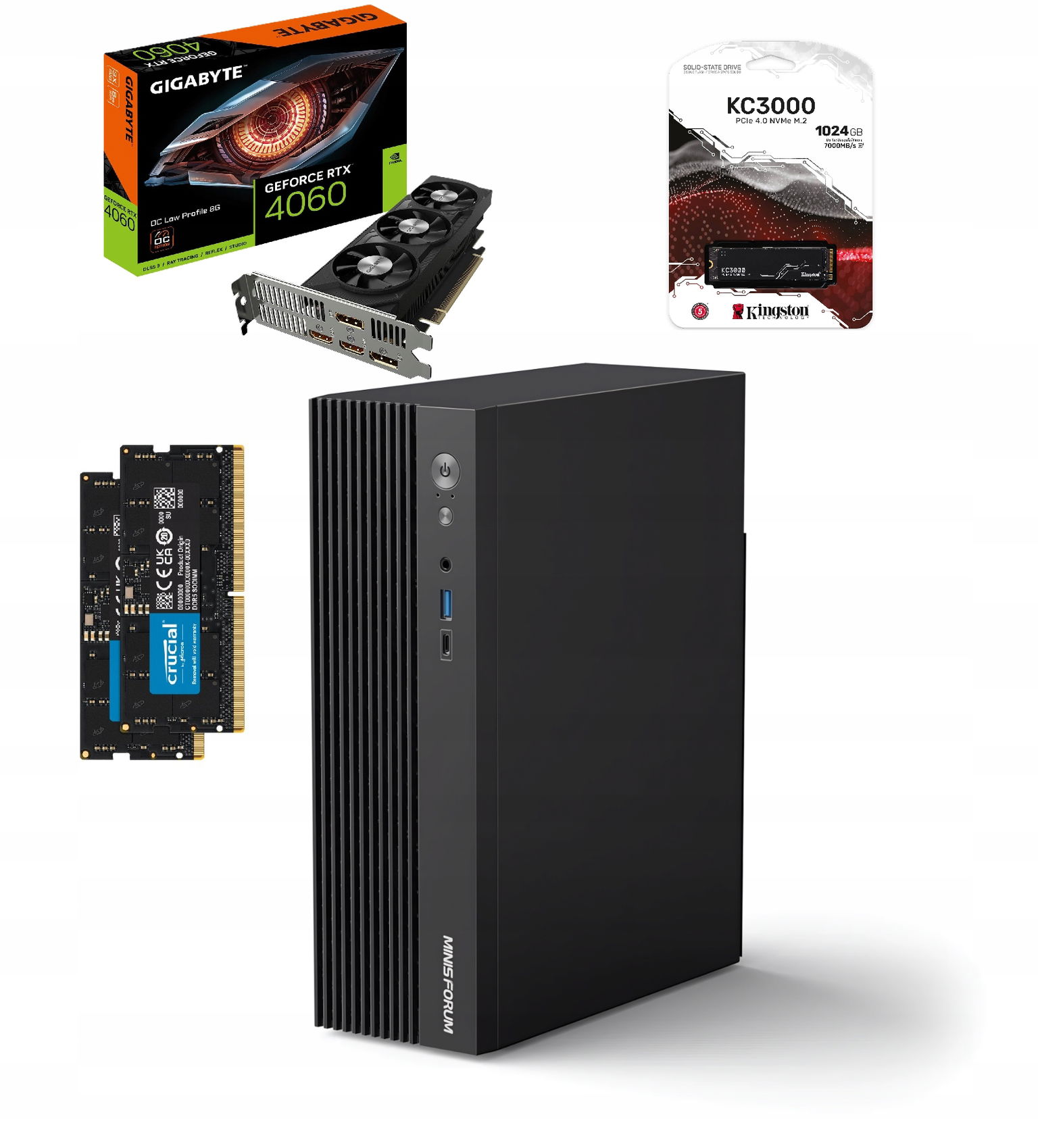 Mini Pc Sff Ryzen 9 7940HX, 48GB Ram, 1TB KC3000, RTX4060 Lp 8GB