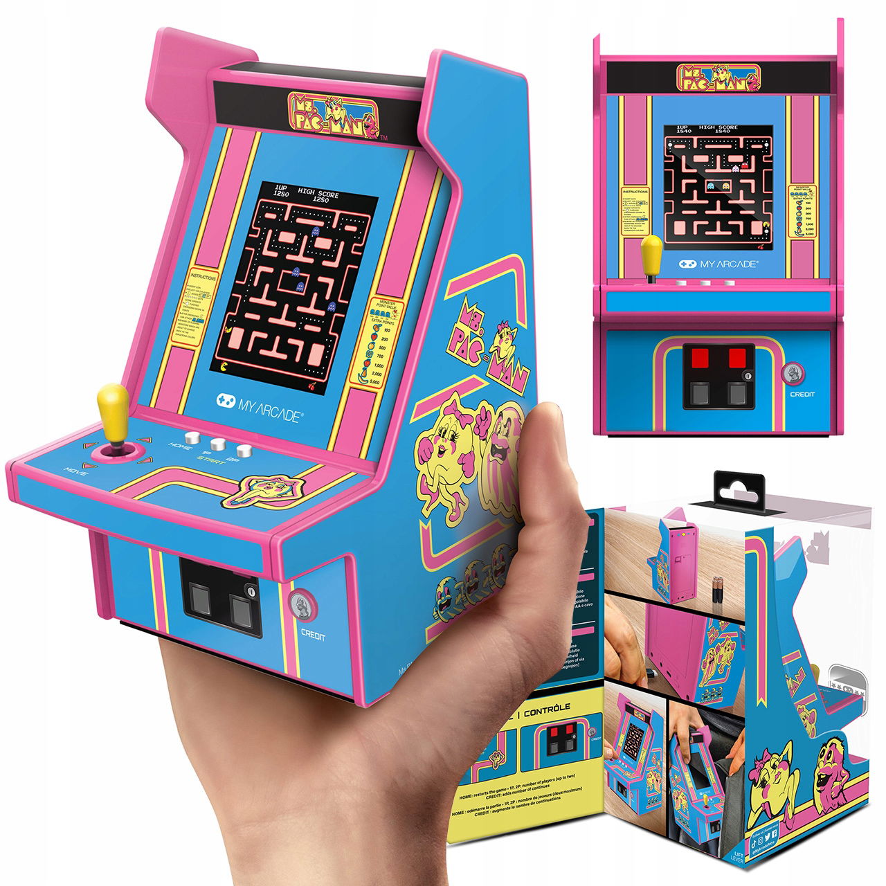 Mini Prenosná Retro Konzola Ms. Pac-man Micro Player Pro 2.75-PALCOVÁ