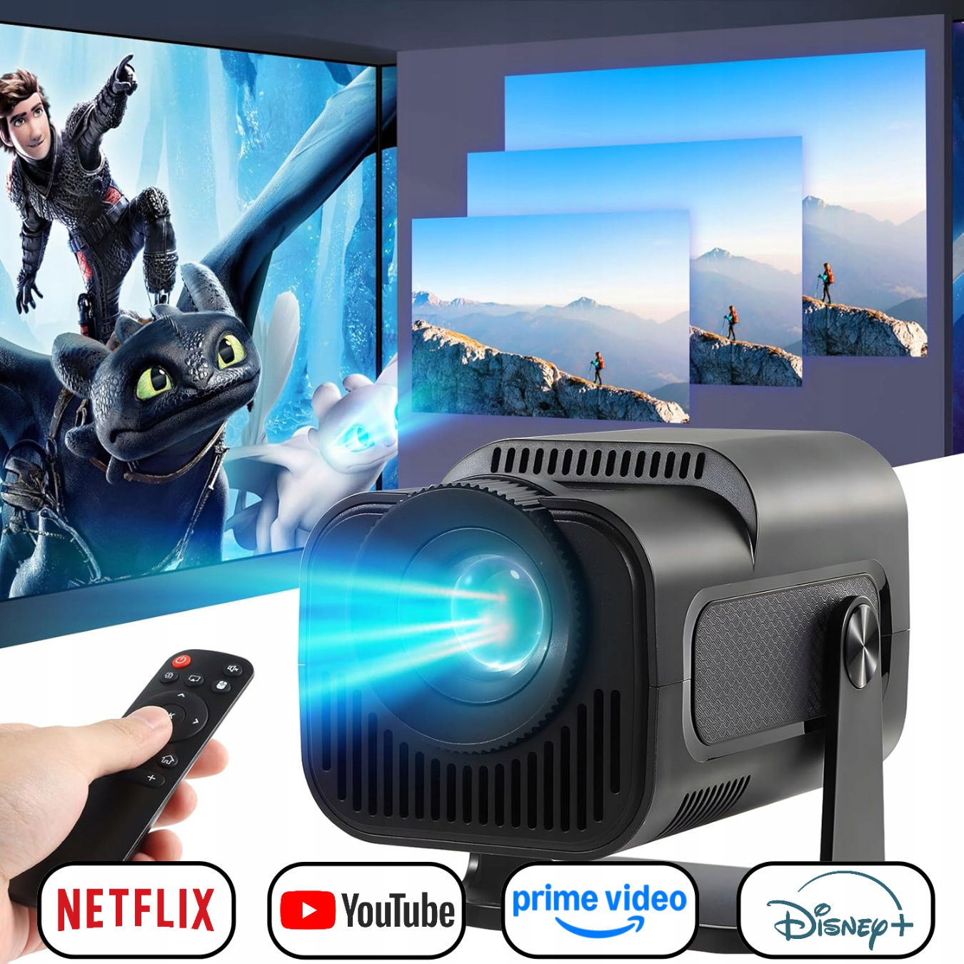 Mini projektor HY320 4K/1080P Smart System Android 11 Bluetooth 5.0