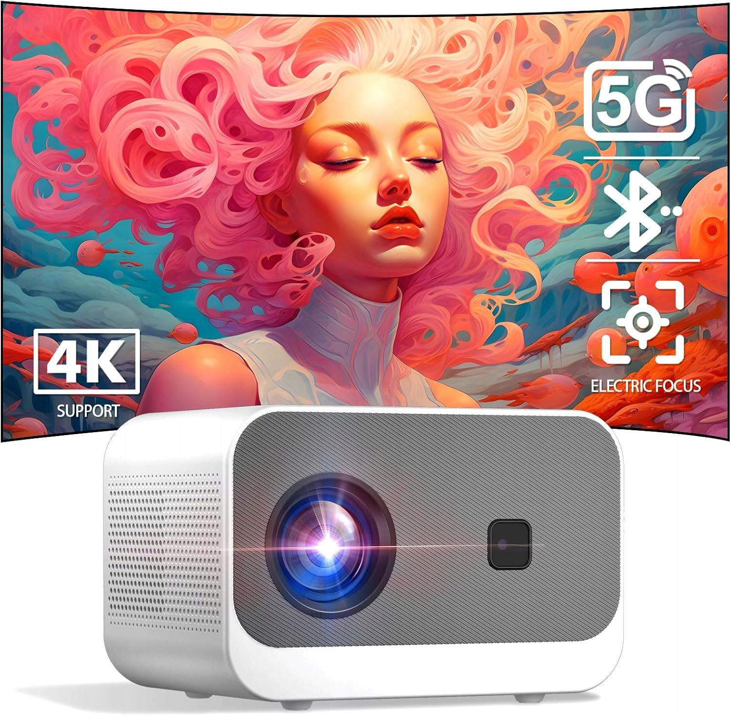 Mini projektor Sainyer, Bluetooth 5, 5G, WiFi, 4K, Full Hd 1080P
