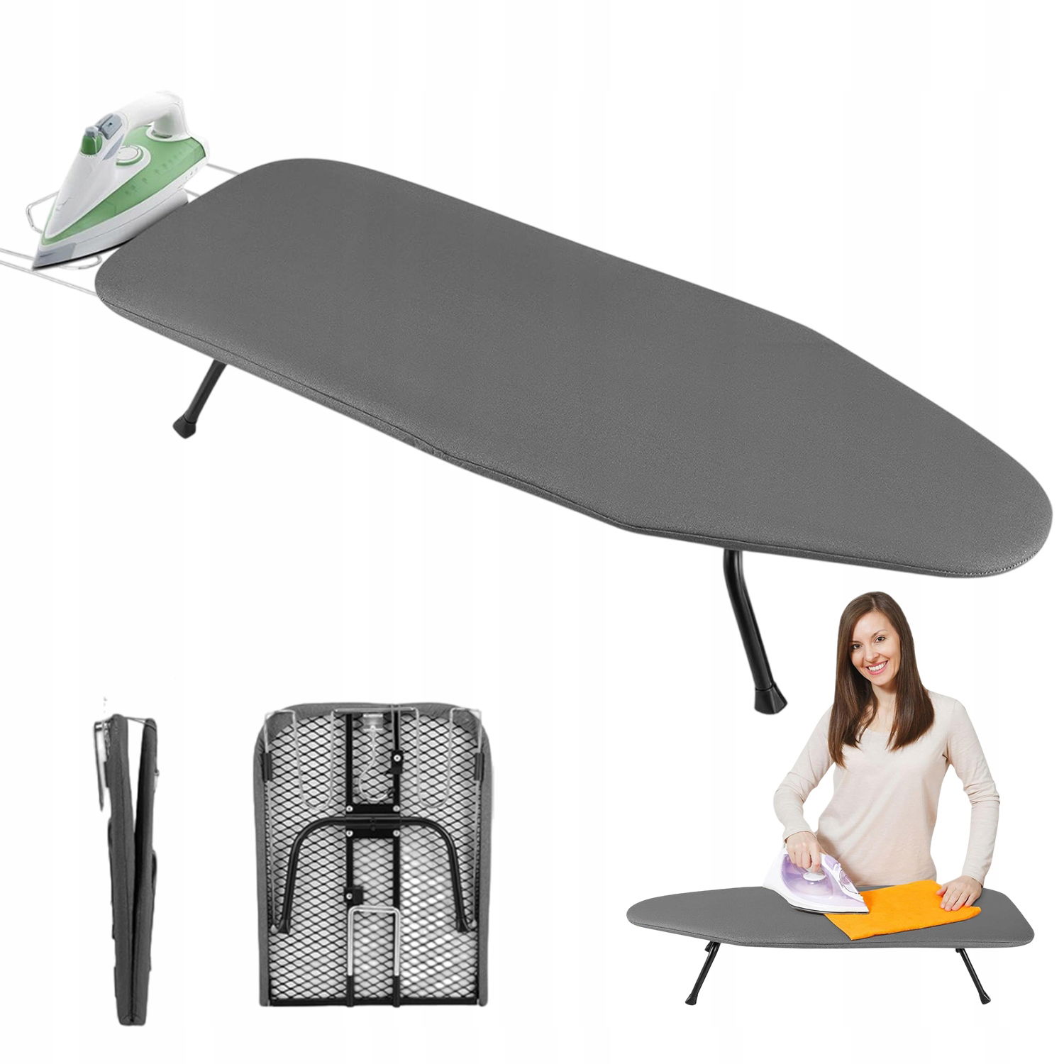 Mini Žehliaca Doska So Sieťovinovým Povrchom, Ventilácia, Chladenie, Čierna