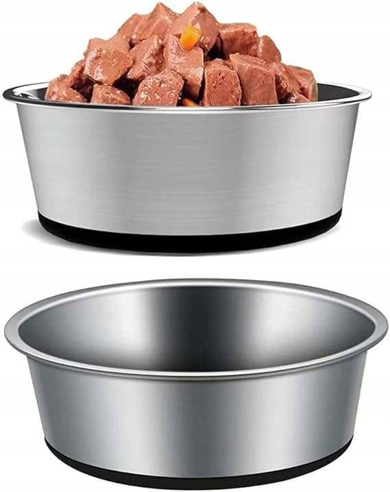 Misky pre psa z nehrdzavejúcej ocele so silikónovým dnom 1750 ml, sada 2 ks