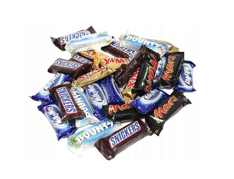 Mix mini tyčiniek Snickers Twix Mars Milky Way Bounty Bars 1 kg 1000 g