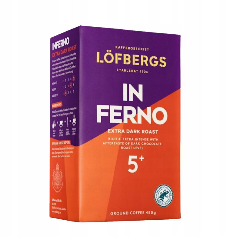 Mletá káva Löfbergs Inferno 450 g tradičná zmes arabica robusta