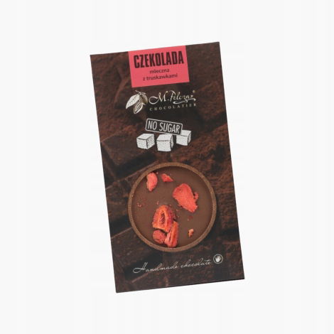 Mliečna čokoláda bez cukru s jahodami 45 g, darček na Deň babičiek