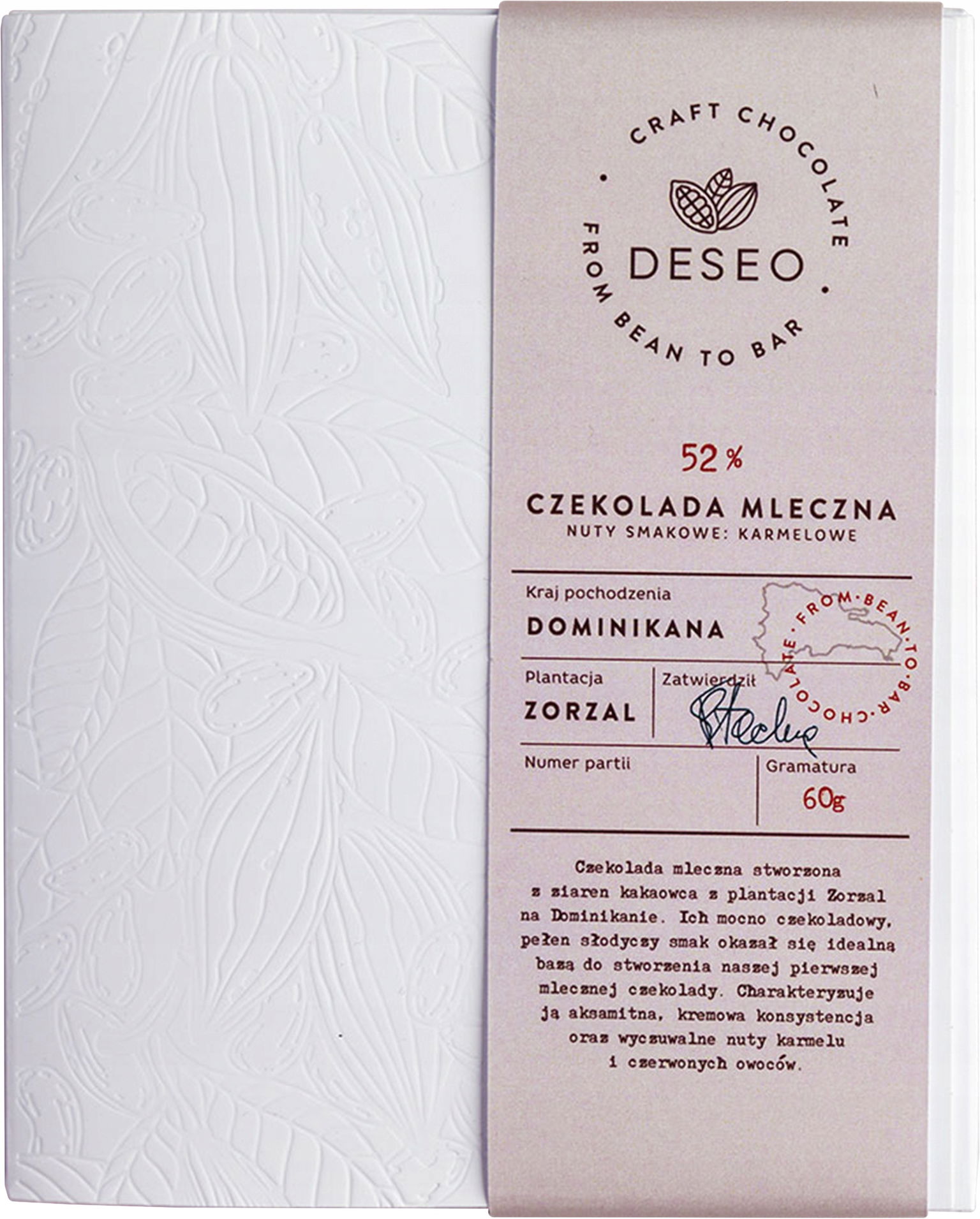 Mliečna čokoláda Dominikánska 52%, prémiová čokoláda Deseo