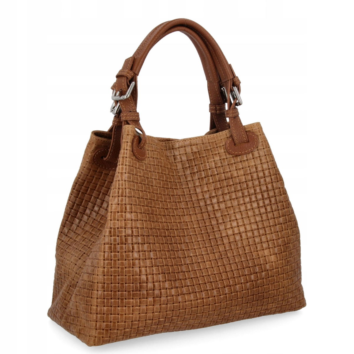 Módna kožená kabelka Shopper Bag 2269-J Červená